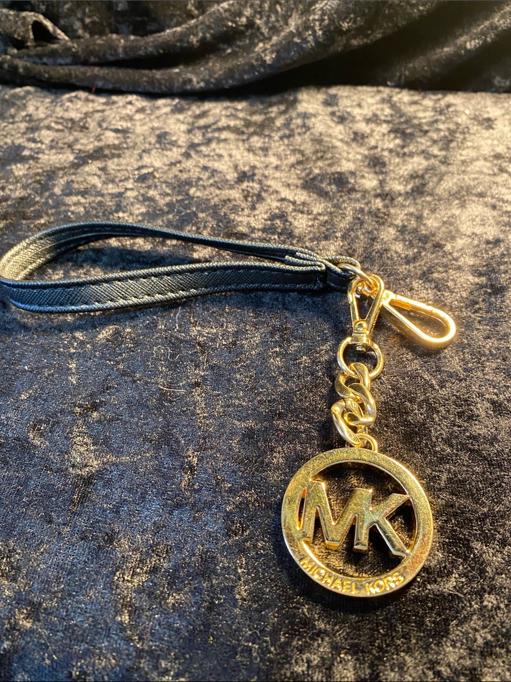 Michael Kors Black Strap with Gold MK Logo Charm